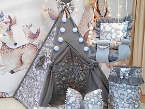 Палатка Вигвам Love me БОН БОН + корзина для игрушек + подвесная качель. Полный комплект!