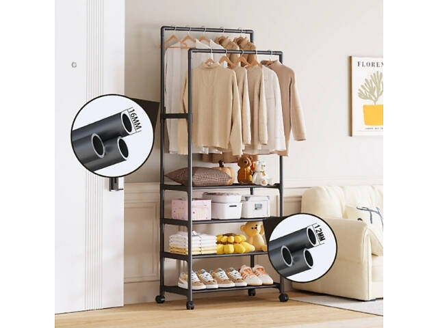 Підлогова подвійна вішалка для одягу та взуття YH9918-3 150х56 см - Фото 7