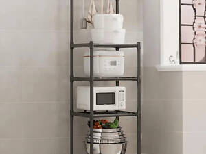 На підлозі полиця стелаж для кухні 130х42х34 см (кухонна етажерка) 4-х рівнева.