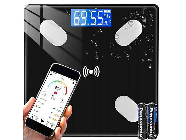 Розумні підлогові ваги Retoo E032 з аналізом складу тіла, Bluetooth, додатком OKOK, скляна платформа, до 180 кг, вимірювання жиру - Фото 1