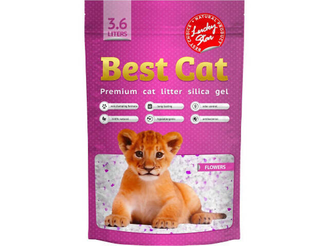 Наповнювач для туалету Best Cat Силікагелевий Pink Flowers 3.6 л (4820281500299) - Фото 1