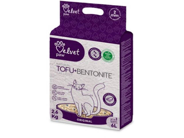 Наповнювач для туалету Velvet Paw TOFU з бентонітом, оригінальний (2 мм) 2.6 кг (TOF70021) - Фото 1