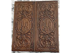 Резные нарды из дерева Тризуб 55х48см