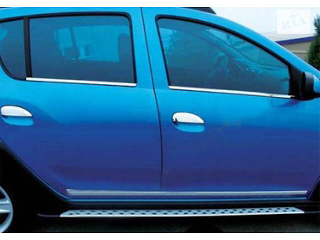 Зовнішня окантовка стекол (4 шт, нерж.) Carmos - Турецька сталь для Dacia Sandero 2007-2013 рр.
