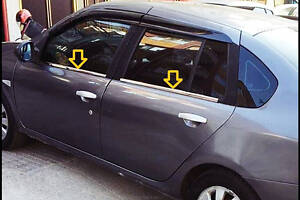 Зовнішня окантовка стекол (4 шт, нерж.) Для Renault Symbol 2008-2013 рр.