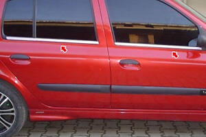 Зовнішнє окантування скла (HB, 4 шт, нерж) для Renault Clio II 1998-2005 рр.