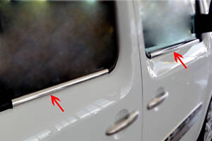 Наружняя окантовка стекол (нерж) 2 шт, Carmos - Турецкая сталь для Renault Kangoo 2008-2020 гг