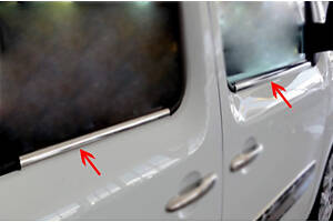 Наружняя окантовка стекол (нерж) 2 шт, OmsaLine - Итальянская нержавейка для Renault Kangoo 2008-2020 гг