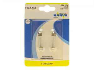 NARVA 173144000 Автолампа C10W 12V 10W SV8.5 Standard (L=41/d=11) (блістер/к-кт 2 шт)