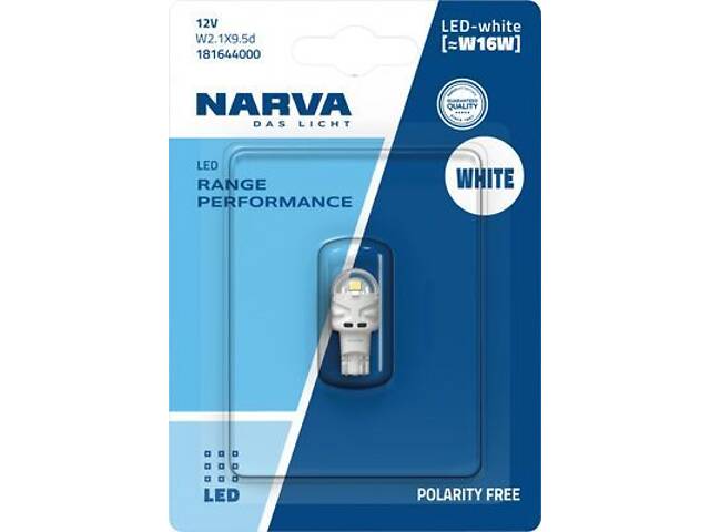 NARVA 181644000 Автолампа W16W 12V 1.8W W2.1 x 9.5d LED (6000K)