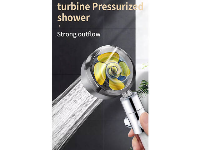 Насадка для душу з пропелером та фільтром, тримач, шланг (1,5м). Лійка для душу поворотна. Водозберігаюча лійка - Фото 6