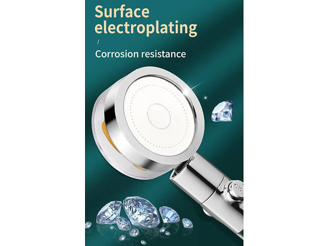 Насадка для душу з пропелером та фільтром, тримач, шланг (1,5м). Лійка для душу поворотна. Водозберігаюча лійка - Фото 7