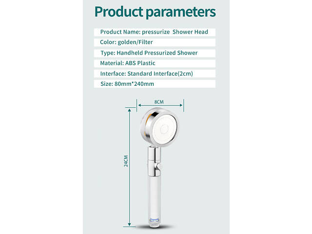 Насадка для душу з пропелером та фільтром, тримач, шланг (1,5м). Лійка для душу поворотна. Водозберігаюча лійка - Фото 10