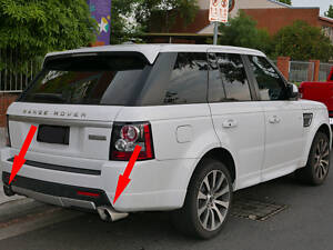 Насадки на глушник V2 (2шт, нерж) для Range Rover Sport 2005-2013рр.