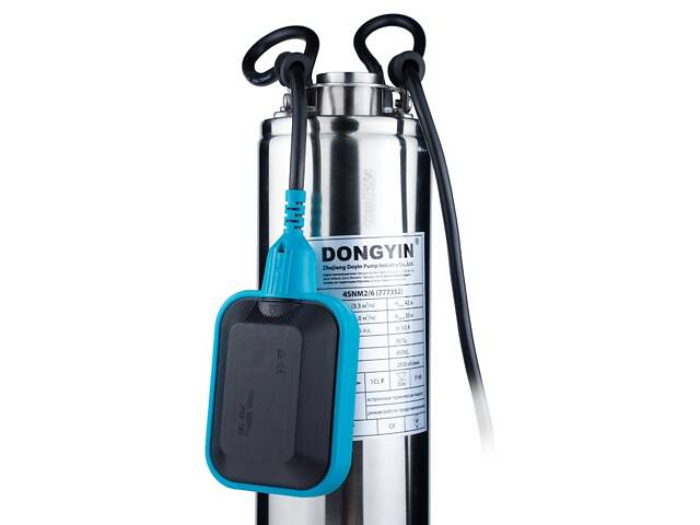 Насос з нижнім забором води 0.37кВт H 42(30)м Q 55(33)л/хв Ø100мм+поплавок DONGYIN 4SNM2/6 (777352) - Фото 3