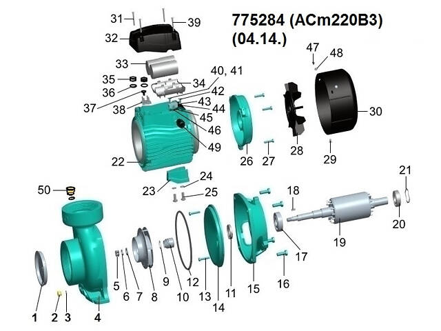 Насос відцентровий 2.2кВт Hmax 17.5м Qmax 1100л/хв 3' LEO 3.0 ACm220B3 (775284) - Фото 4