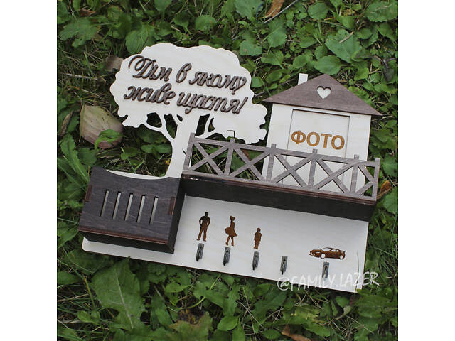 Настінна ключниця з дерева, Ключниця настінна, Ключниця 09 - Фото 2