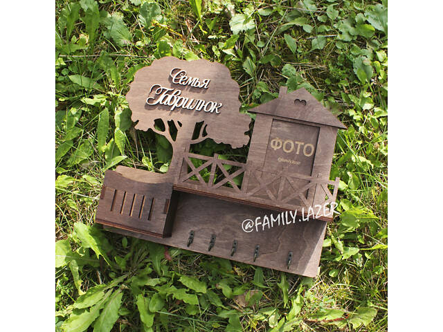 Настінна ключниця з дерева, Ключниця настінна, Ключниця 09 - Фото 4