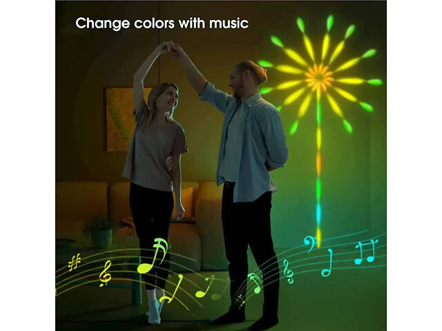Настінна світлодіодна гірлянда Феєрверк з пультом і керуванням із телефона SFK-18 Bluetooth USB 1+0.5м - Фото 6