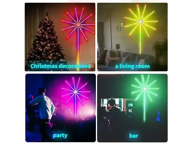 Настінна світлодіодна гірлянда Феєрверк з пультом і керуванням із телефона SFK-18 Bluetooth USB 1+0.5м - Фото 8