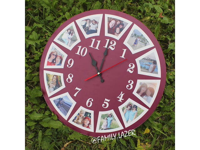 Настінний годинник із гравіюванням, Годинник 04 з Вашими фото/ВФ друк - Фото 1