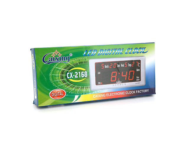 Настінний годинник VST-2168, з календарем і термометром, Green, Box - Фото 2