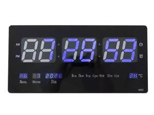Настенные электронные часы Digital Clock 4622 LED Черные с синим