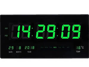 Настенные электронные LED часы Digital Clock 4622 Черные с зеленым