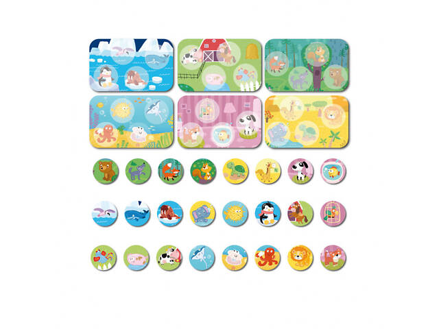 Настільна гра Лото Тварини і їх місця проживання DoDo 300196, 6 карток, 24 фішки - Фото 1