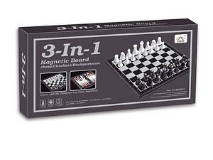Настольная игра магнитные шахматы 3 в 1, QX53810, коробка 15* 15* 2см