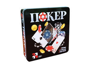 Настольная игра Покер 3896A в металлической коробке
