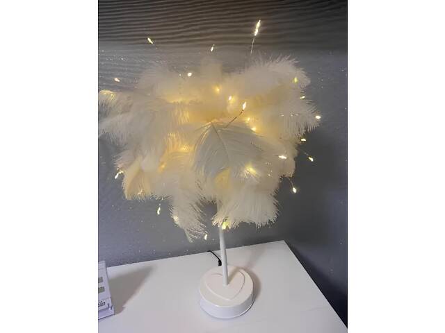 Настільна лампа RESTEQ з пір`ям страуса та пультом дистанційного керування 48 см - Фото 4