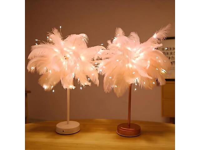 Настільна лампа RESTEQ з пір`ям страуса та пультом дистанційного керування 48 см - Фото 7