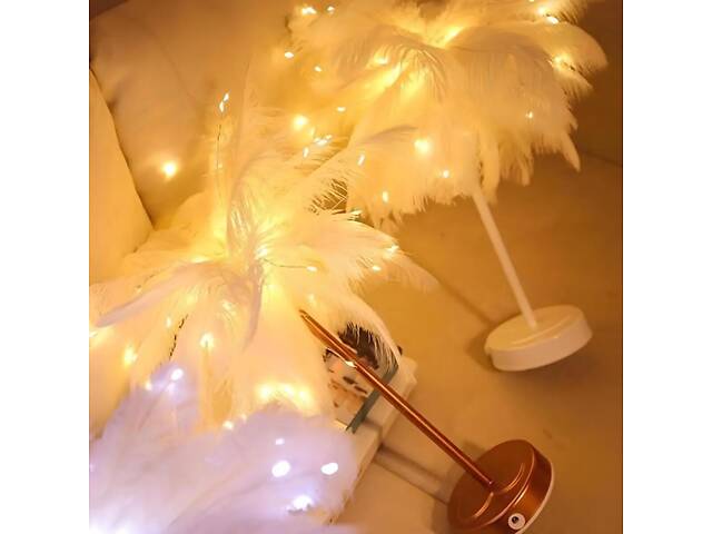 Настільна лампа RESTEQ з пір`ям страуса та пультом дистанційного керування 48 см - Фото 9