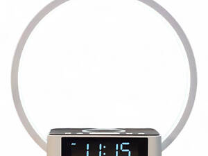 Настольная лампа с беспроводной зарядкой и часами WILIT B17Q10E 10W, белая, сенсорное управление, будильник