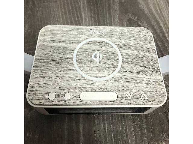 Настільна лампа з бездротовою зарядкою та годинником WILIT B17Q10E 10W, біла, сенсорне керування, будильник - Фото 9