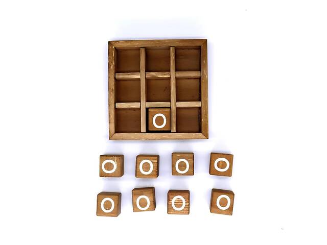 Настільна гра Хрестики-нулики з дерева RESTEQ — логічна гра для двох, дерев’яний набір 115×115×30 мм - Фото 2