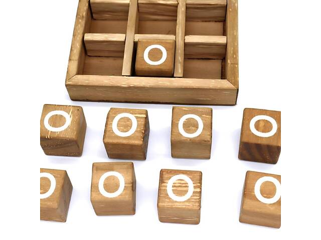 Настільна гра Хрестики-нулики з дерева RESTEQ — логічна гра для двох, дерев’яний набір 115×115×30 мм - Фото 5