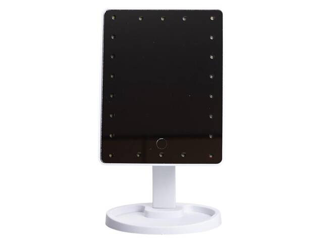 Настольное зеркало с подсветкой 22 LED для макияжа 21х16 см прямоугольное на ножке USB Белое - Фото 3