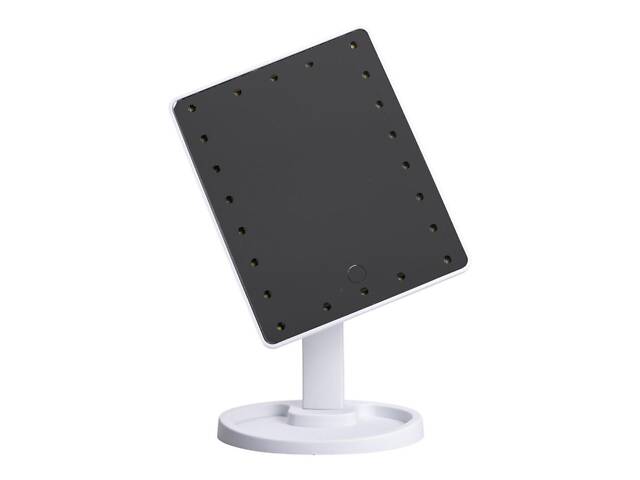 Настольное зеркало с подсветкой 22 LED для макияжа 21х16 см прямоугольное на ножке USB Белое - Фото 4