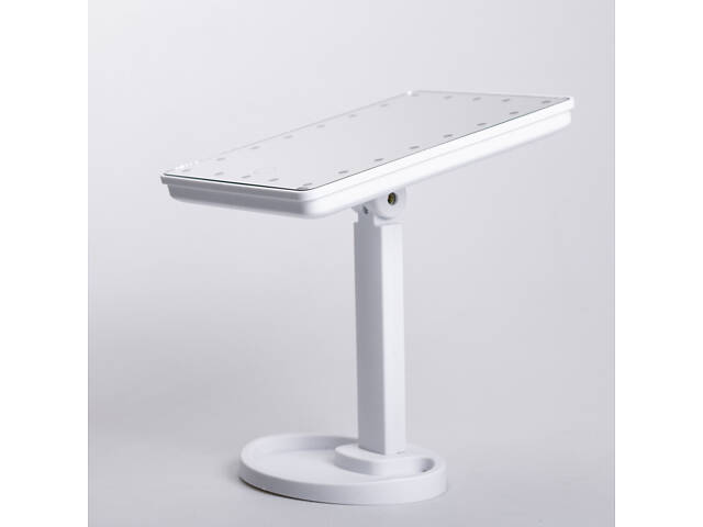 Настольное зеркало с подсветкой 22 LED для макияжа 21х16 см прямоугольное на ножке USB Белое - Фото 6