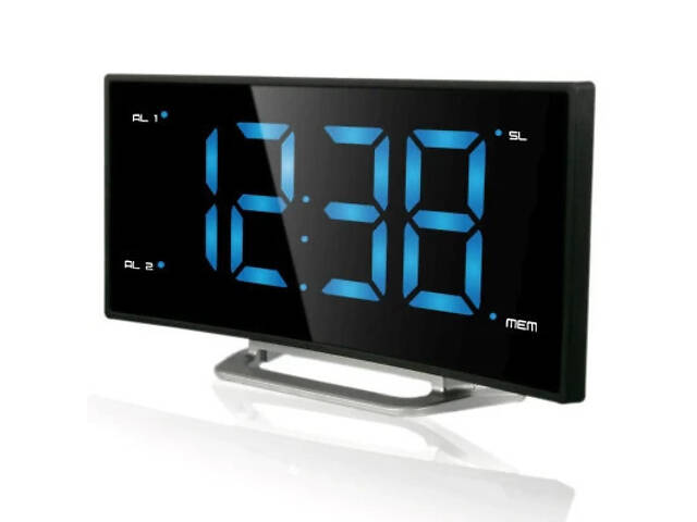 Настільний годинник Technoline WT460 Blue LED з радіо Black/Silver (DAS301824) - Фото 1