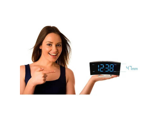 Настільний годинник Technoline WT460 Blue LED з радіо Black/Silver (DAS301824) - Фото 5