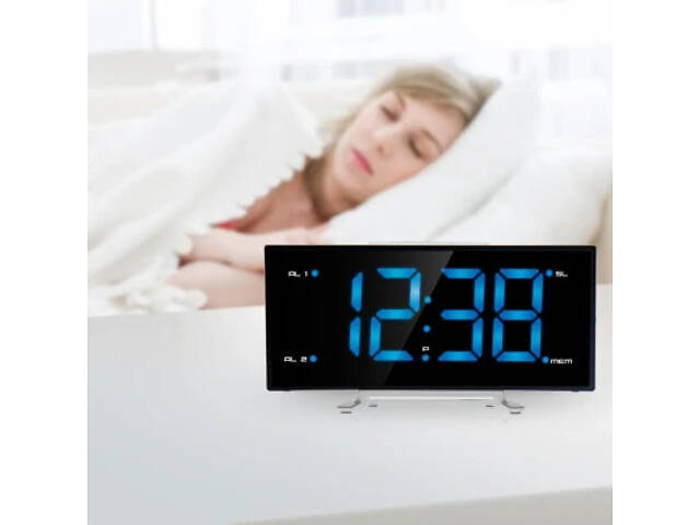 Настільний годинник Technoline WT460 Blue LED з радіо Black/Silver (DAS301824) - Фото 6