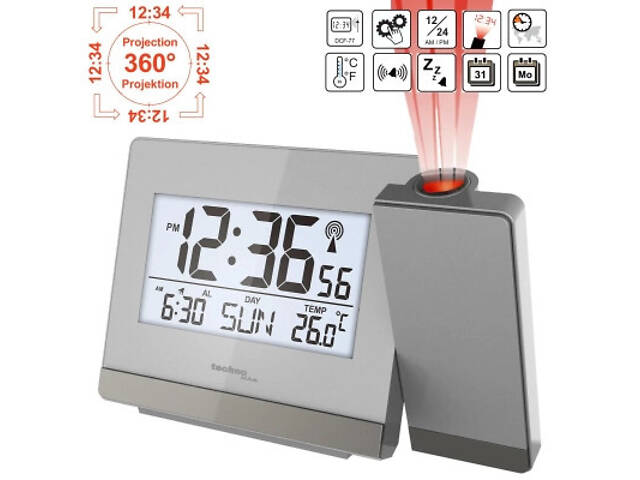 Настільний годинник Technoline WT538 проєкційний Silver/Anthracite (DAS301198) - Фото 7