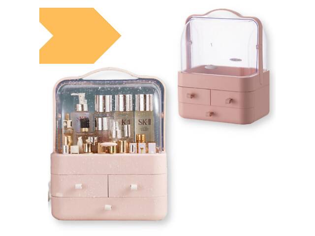 Настільний органайзер для косметики XPRO YM206-2 Three Drawers 4 секції великий рожевий (MER-14976_840) - Фото 1