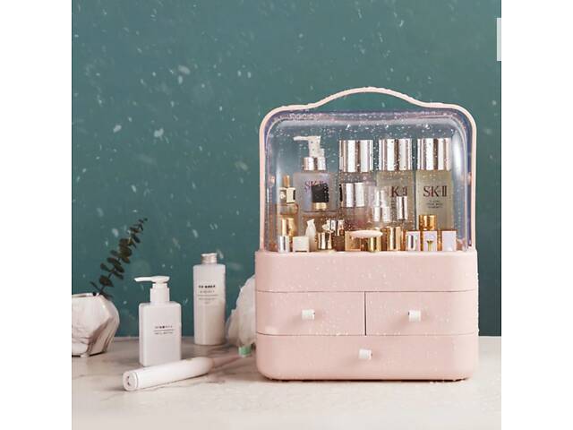 Настільний органайзер для косметики XPRO YM206-2 Three Drawers 4 секції великий рожевий (MER-14976_840) - Фото 2