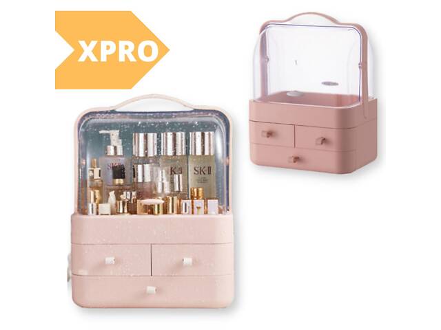 Настільний органайзер для косметики XPRO YM206-2 Three Drawers 4 секції великий рожевий (MER-14976_840) - Фото 3