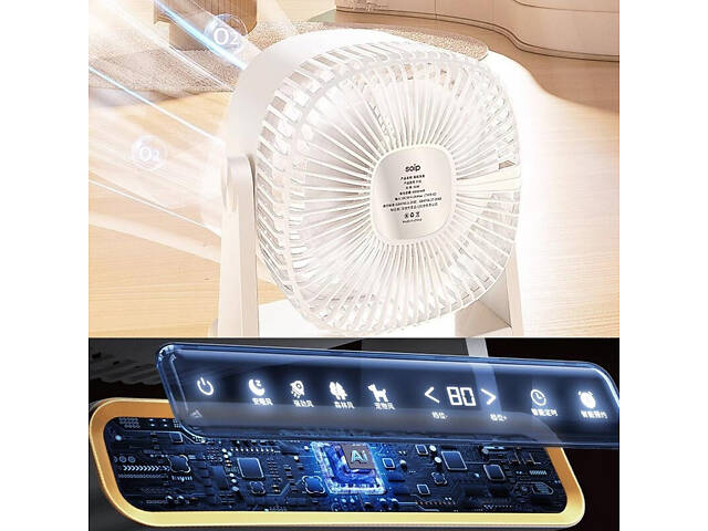 Настольный вентилятор F16 Smart 4000mAh White - Фото 5