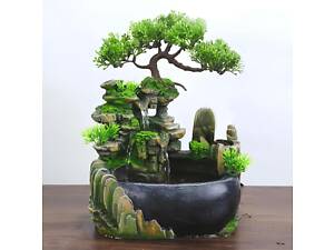 Настольный водопад Бонсай Фэн Шуй RESTEQ с подсветкой и парогенератором для дома релакса и интерьера